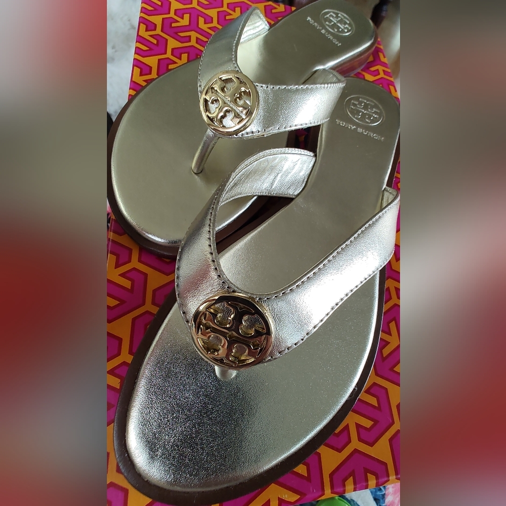 Tory Burch Metallic Gold Miller Thong Sandals
